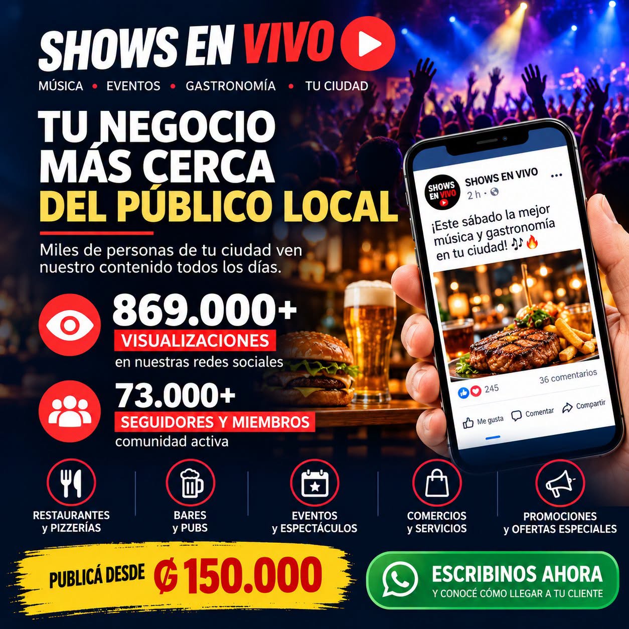 Shows en Vivo: publicá tu negocio, show o evento y llegá al público local